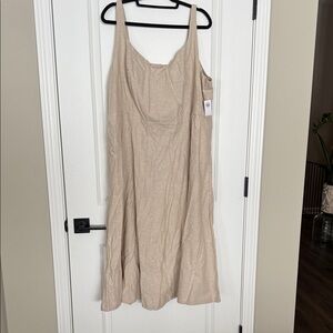 Old Navy Tan Linen Sleeveless Dress